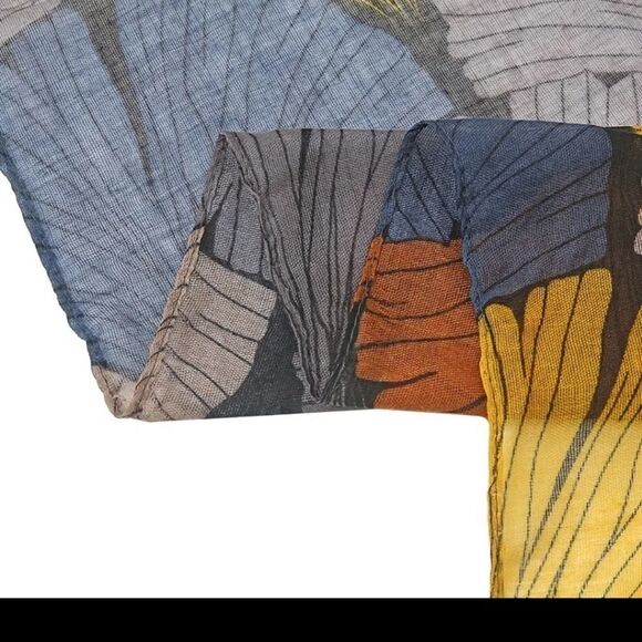 Multicolor Leaf Pattern Scarf large shawl wrap ginkgo leaf - Picture 4 of 4